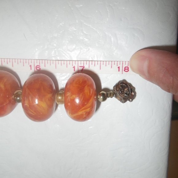 Vtg Amber and Gold Chunky Statement Necklace, 18" - Picture 4 of 4